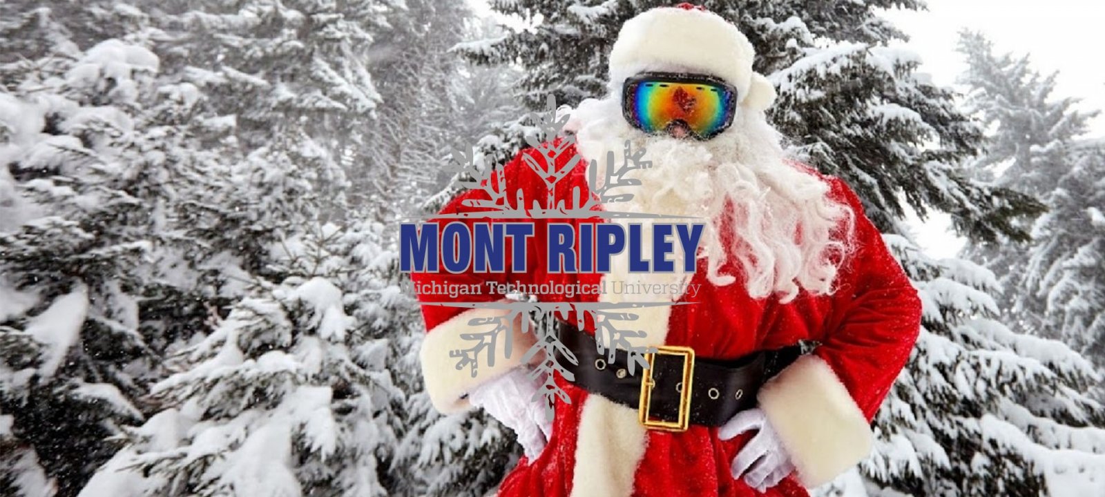 Santa with ski goggles on