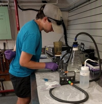 Intern working in a lab.