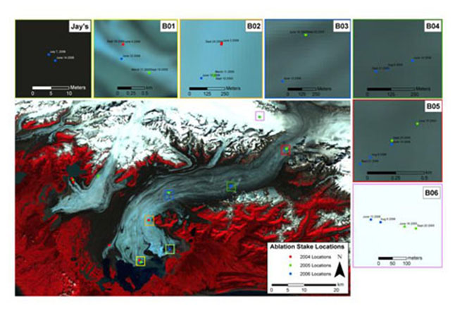 Ablation stake location information screenshots.