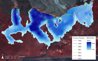 Terminus map of the Bering Glacier.