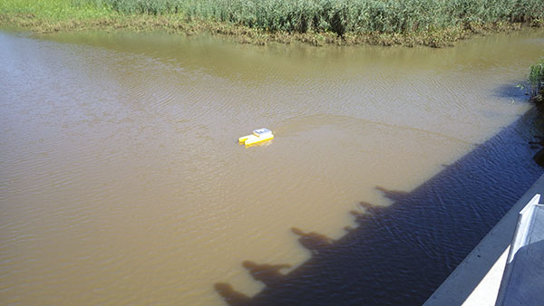 Bathyboat in the water.