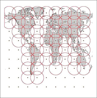 World map with areas circled denoting composites.