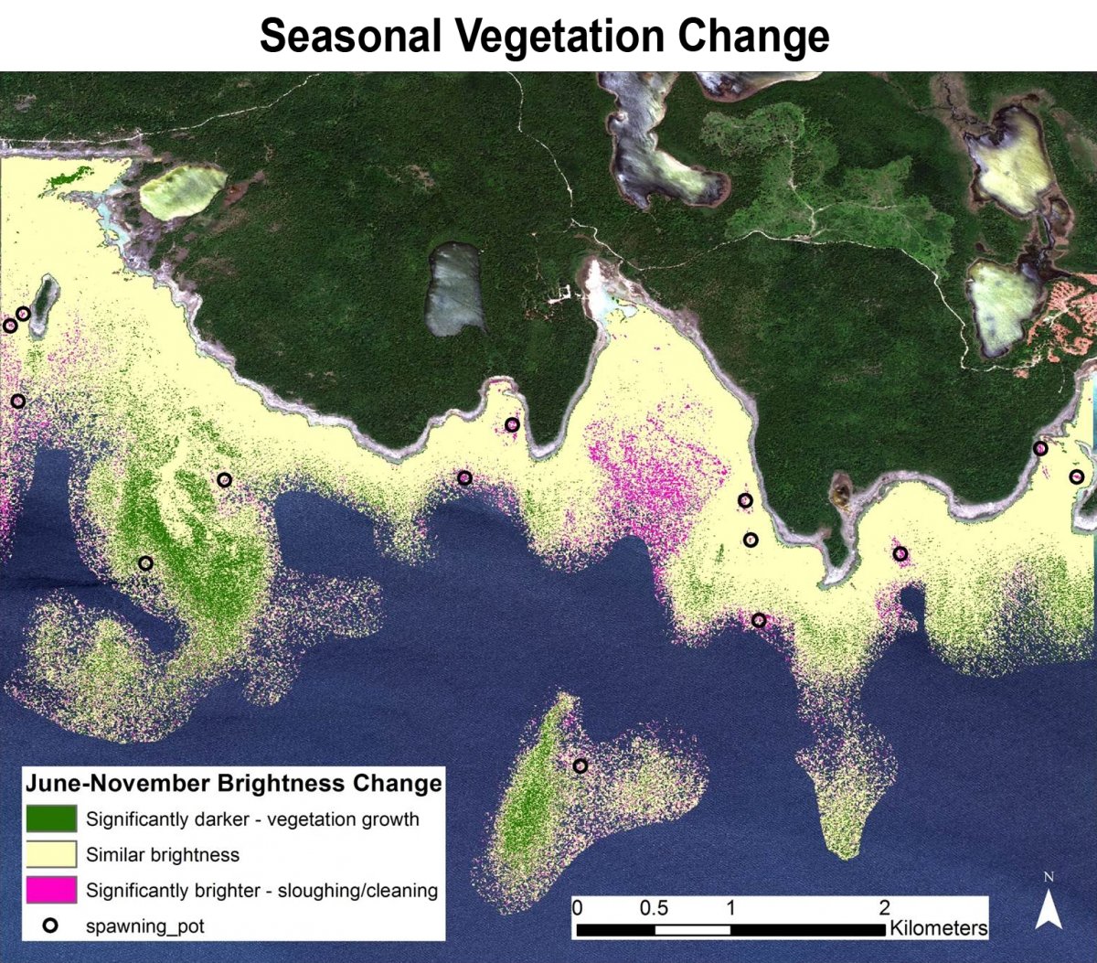 Map showing June to November brightness change.