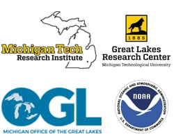 Sponsors include Michigan Tech Research Institute, Great Lakes Research Center, Michigan Office of the Great Lakes, and NOAA.