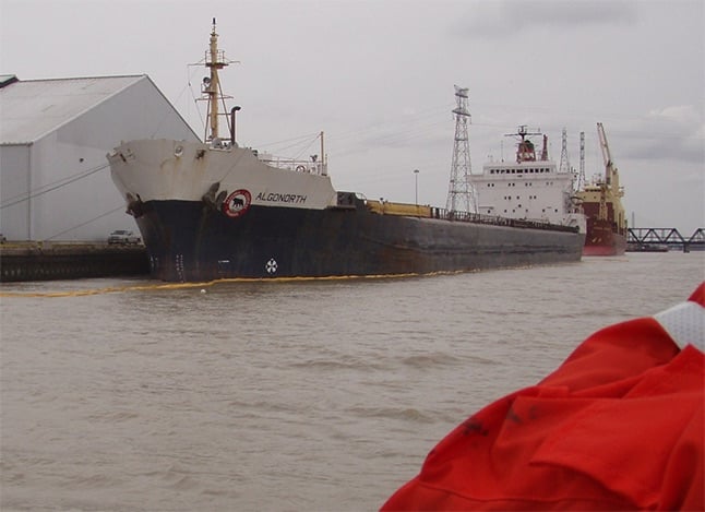 Ship at a dock.