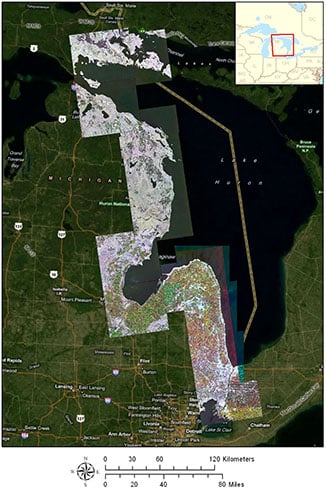 Example map of lower Michigan.