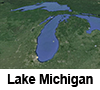 Satellite view of Lake Michigan.