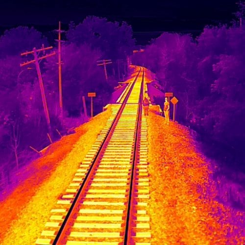 Thermal imaging of people on a railroad