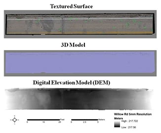 Three images of road surface.