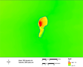 Green background with red and yellow spot in the middle.