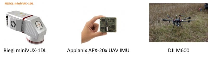 images of Riegl miniVUX-1DL, Applanix APX-20x UAV IMU, DJI M600