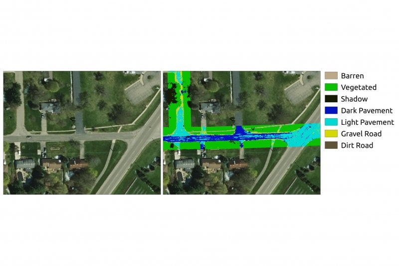 map view of an intersection before and after road classifcation