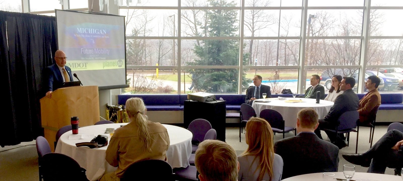 MDOT presentation in the Rozsa Lobby.