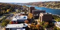 Aerial view of Michigan Technological Universityâ€™s campus in fall.