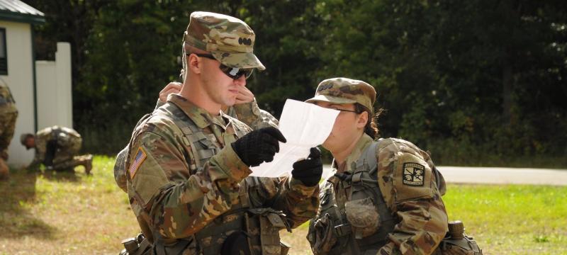 Army ROTC members team building