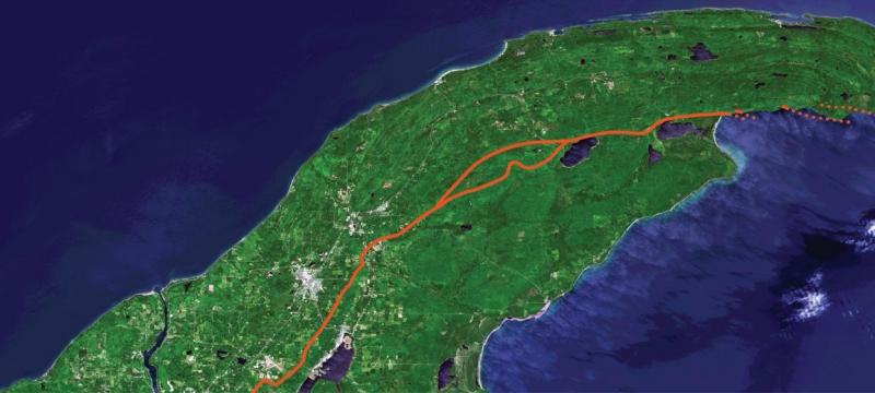 Satellite image of the Keweenaw Peninsula.