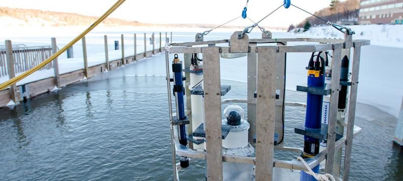 The cabled observatory deployed last winter off the dock of the GLRC