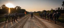 Michigan Tech’s 1st Arctic Battalion on a ruck march. 