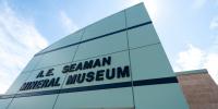 A.E. Seaman Mineral Museum's entry facade at Michigan Tech.