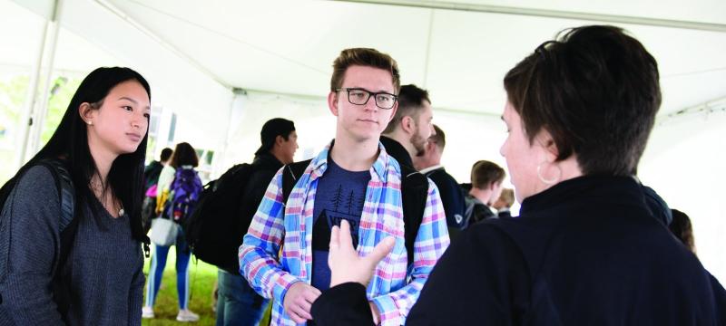 Employers talking with students