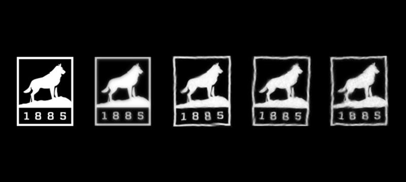 White husky icon logo repeated on a black background.