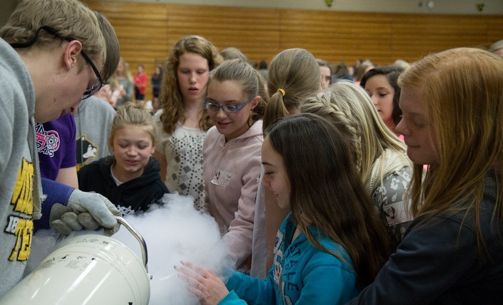 Liquid nitrogen always captures attention.