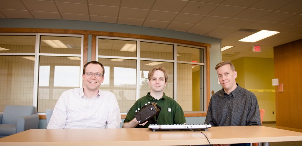 Virtual reality text entry is the focus of research by computer scientists Scott Kuhl, James Walker and Keith Vertanen.