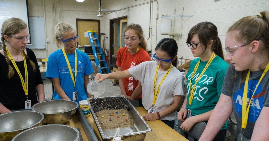 flood the village of Hillsdale to test the integrity of the slope's soils. Teams used different blends of sand, clay, and silt to see how each mixture held up to a major flood event.