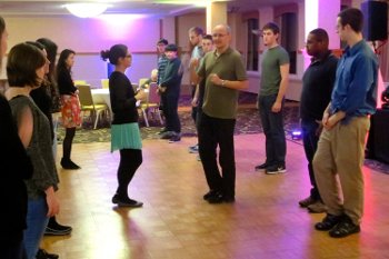 Researcher Thomas Werner teaches a salsa class.