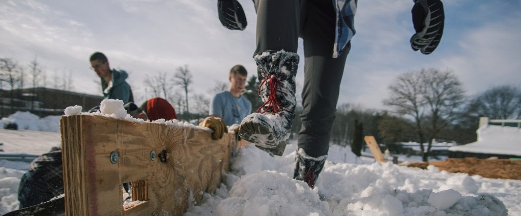 St. Albert the Great University Parish piles, panks and packs snow to construct the third annual Ice Chapel of Our Lady of the Snows (Zach Smith photos and video)