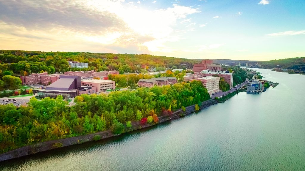 Drone image of the Michigan Tech campus