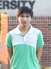 young man in striped shirt