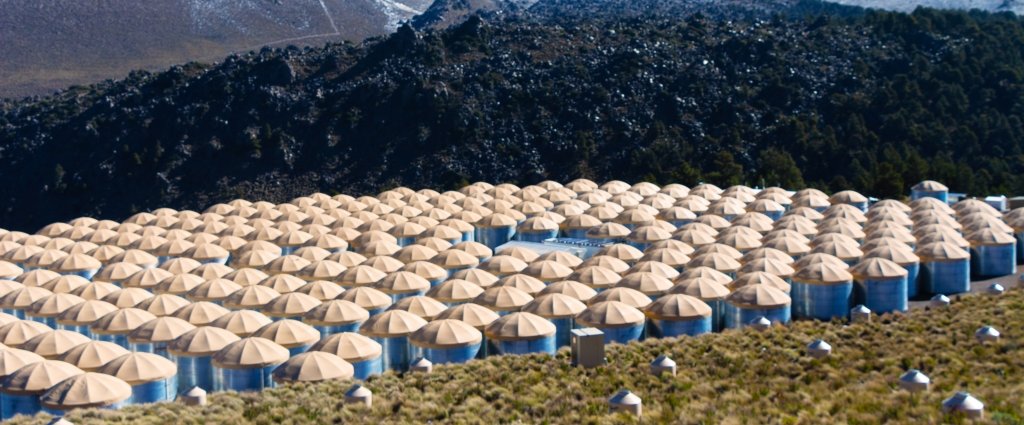 gamma ray detectors look like short water tanks with round tops