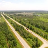 aerial photo of four lane traffic