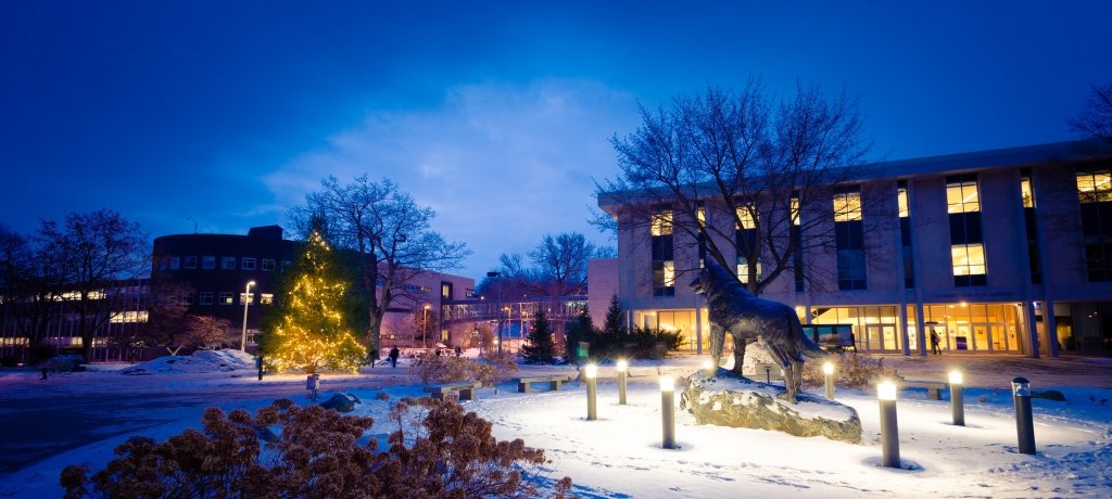 Michigan Tech campus at dusk