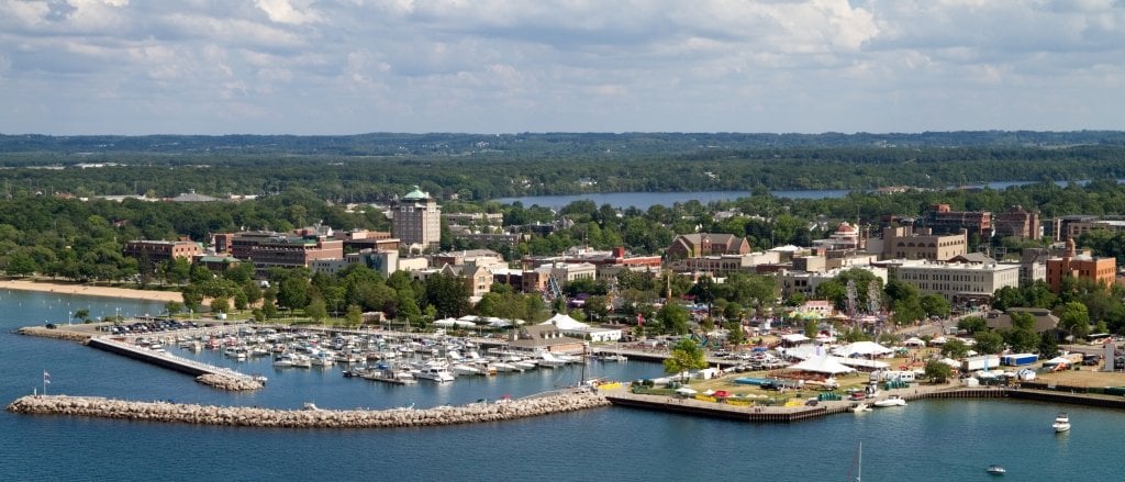 An aerial shot of Traverse City by Getty Images