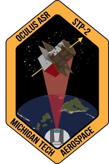 A mission patch reading Oculus ASR STP-2 Michigan Tech Aerospace