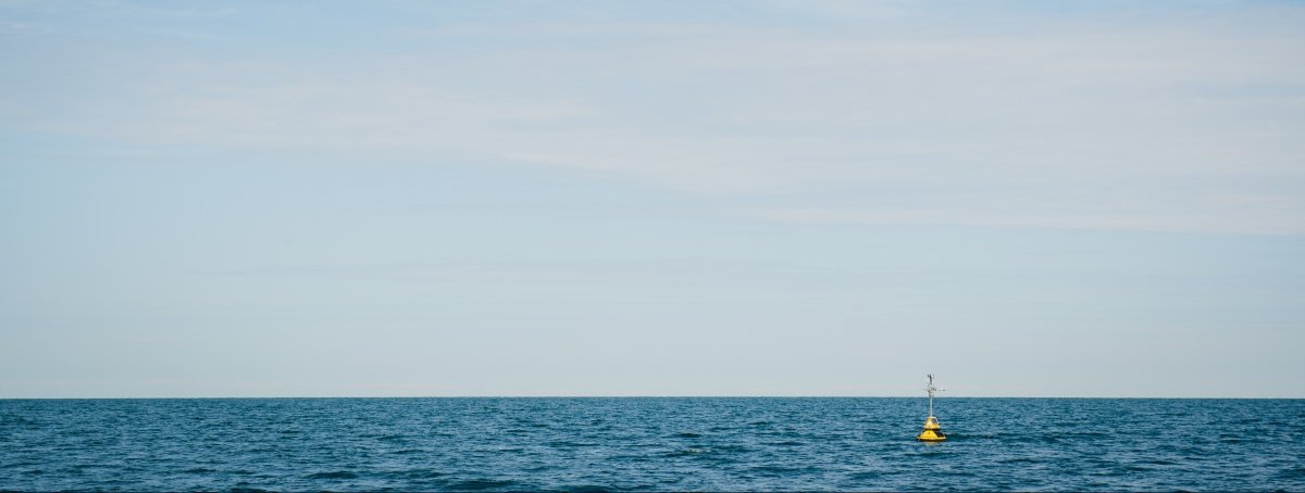 A buoy floats in the water.