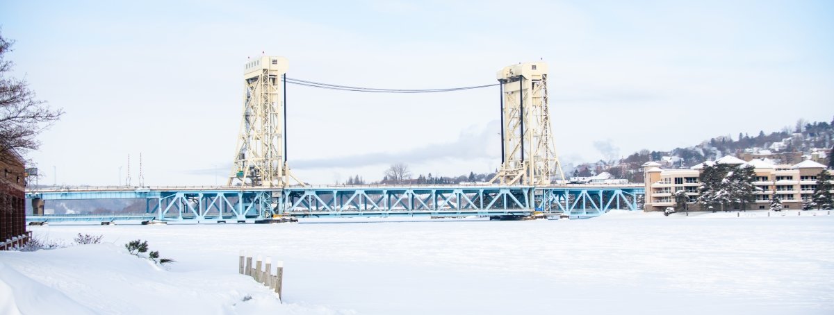 Portage Lift Bridge in the winter