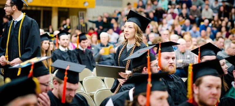 Graduates at commencement