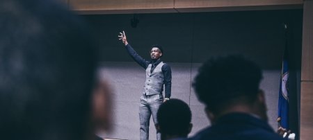 One of Techâ€™s first alumni recruitment specialists, Donzell Dixson was keynote speaker for the 30th annual MLK Banquet and led campus workshops on business skills and personal empowerment.