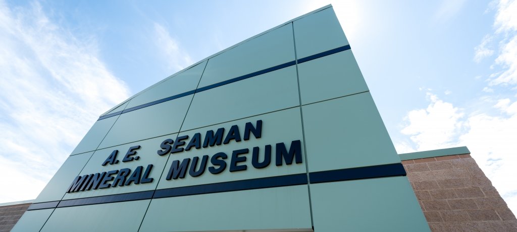 A.E. Seaman Mineral Museum's entry facade at Michigan Tech.