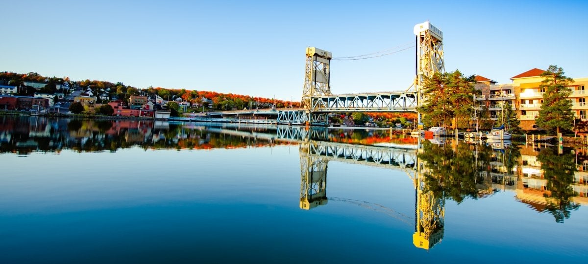 Lift Bridge in fall from the water
