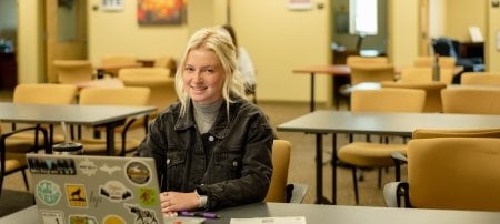 Senior environmental engineering student Katie Peterson is preparing for in-person Career Fair on Sept. 21. She's also working as a Career Services student coach helping other Huskies get set for the event.