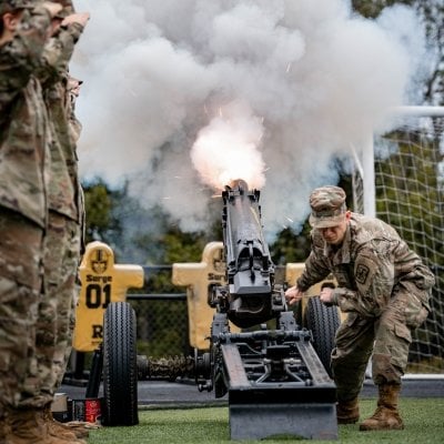 Firing the howlitzer