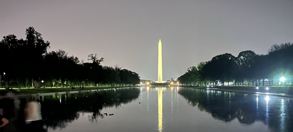 A nighttime capture of the Washington Monument from the steps of the Lincoln Memorial — one of the many opportunities research faculty and staff experiences on the annual expedition to Washington, D.C. (All images courtesy Michigan Tech Research Development staff) Nighttime capture of the Washington Monument from the steps of the Lincoln Memorial as Michigan Tech research faculty and staff visit the nation's capital.