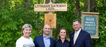 At an Aug. 3 dedication ceremony, Michigan Tech renamed a section of its recreation trails to honor the Jeffrey and Cynthia Littmann family.