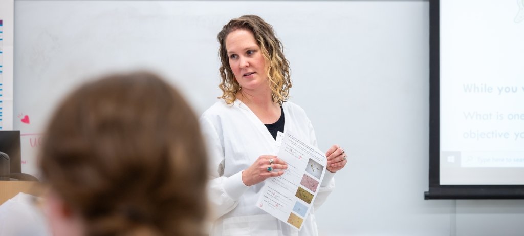 2023 Michigan Tech Diversity Award winner Brigitte Morin smiles in her inclusive classroom.