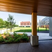 Exterior view of East Hall residence hall at Michigan Tech.