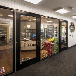 Outside of Copper Corner Market in East Hall, a frictionless store offering grab-and-go items.